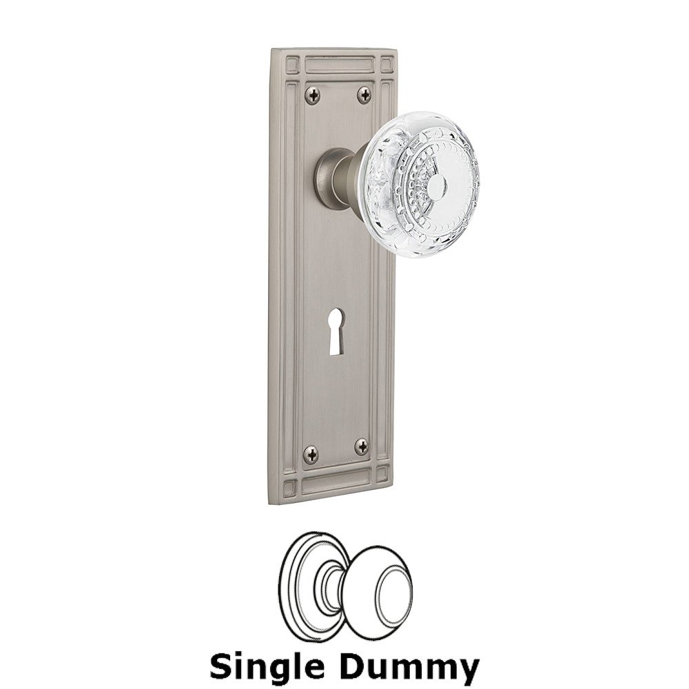 Nostalgic Warehouse Single Dummy - Mission Plate With Keyhole and Crystal Meadows Knob in Satin Nickel