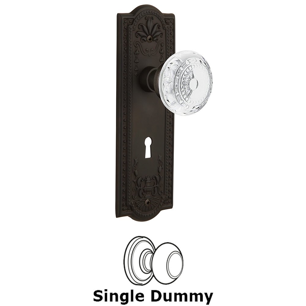Nostalgic Warehouse Single Dummy - Meadows Plate With Keyhole and Crystal Meadows Knob in Oil-Rubbed Bronze