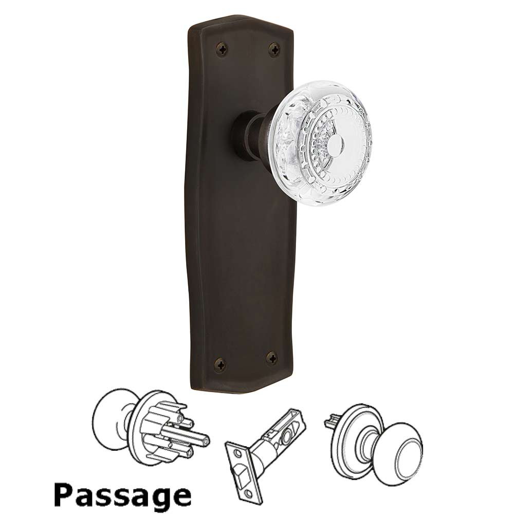 Nostalgic Warehouse Passage - Prairie Plate With Crystal Meadows Knob in Oil-Rubbed Bronze