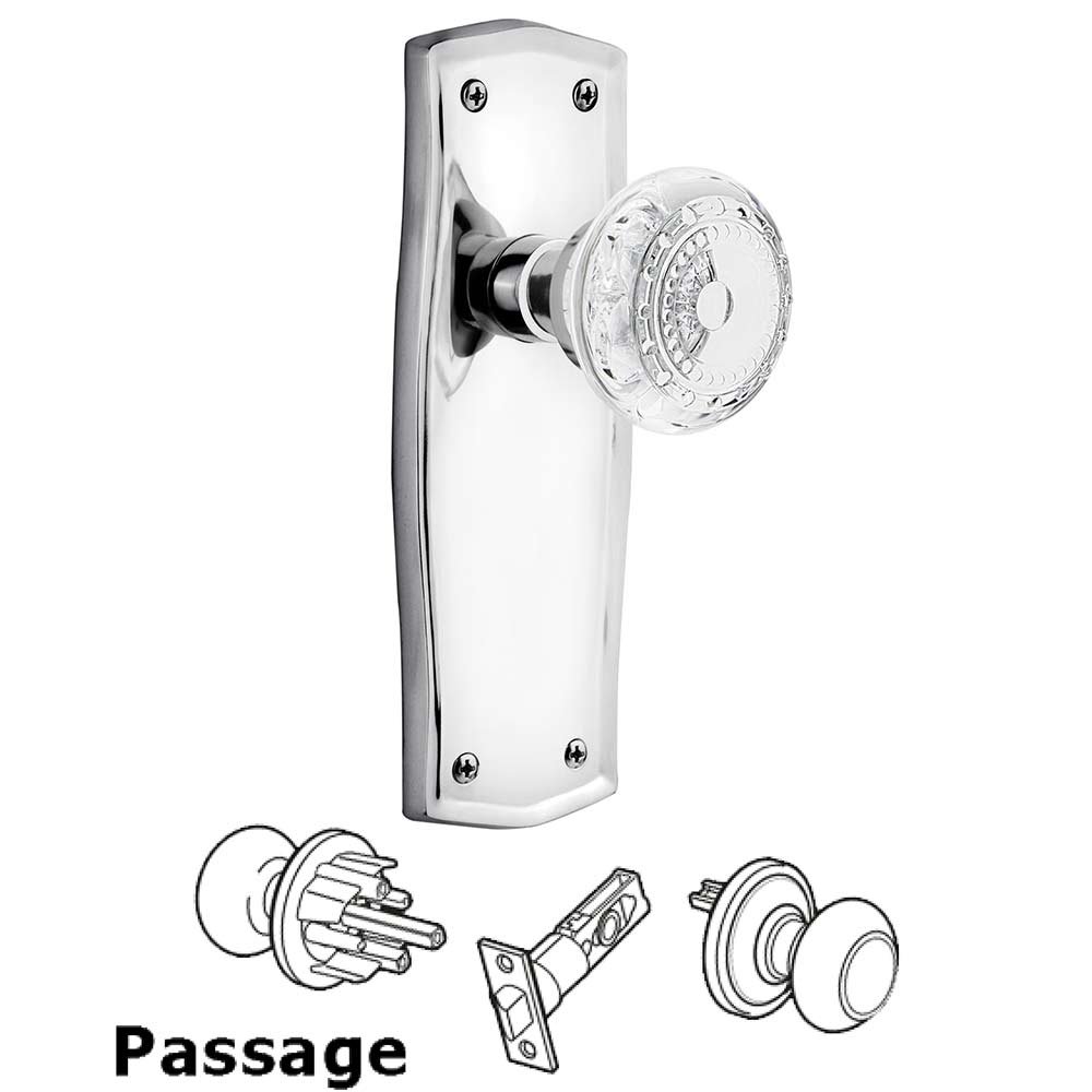 Nostalgic Warehouse Passage - Prairie Plate With Crystal Meadows Knob in Bright Chrome