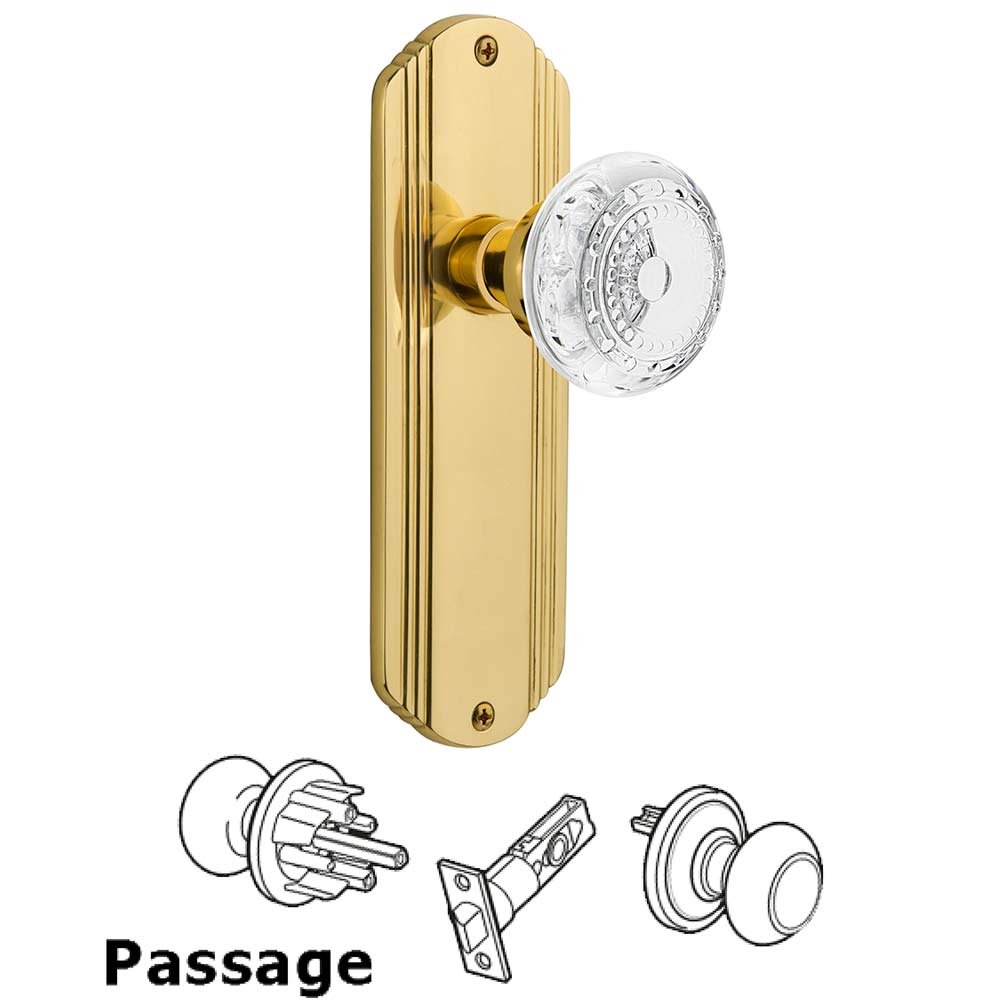 Nostalgic Warehouse Passage - Deco Plate With Crystal Meadows Knob in Unlacquered Brass