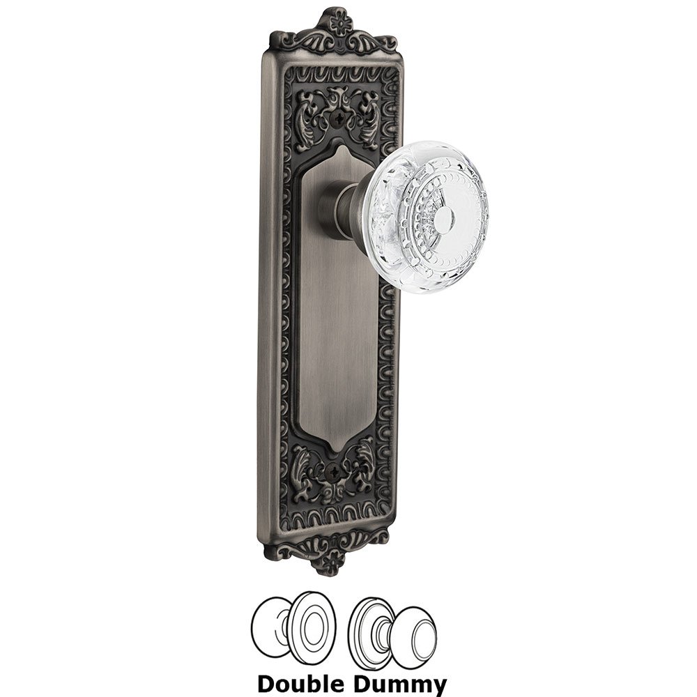 Nostalgic Warehouse Double Dummy - Egg & Dart Plate With Crystal Meadows Knob in Antique Pewter