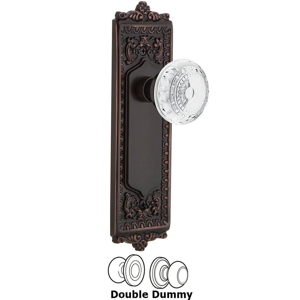 Nostalgic Warehouse Double Dummy - Egg & Dart Plate With Crystal Meadows Knob in Timeless Bronze