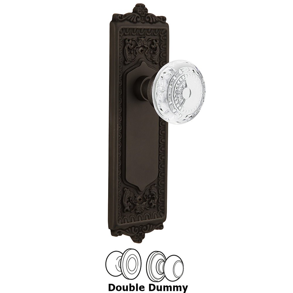 Nostalgic Warehouse Double Dummy - Egg & Dart Plate With Crystal Meadows Knob in Oil-Rubbed Bronze