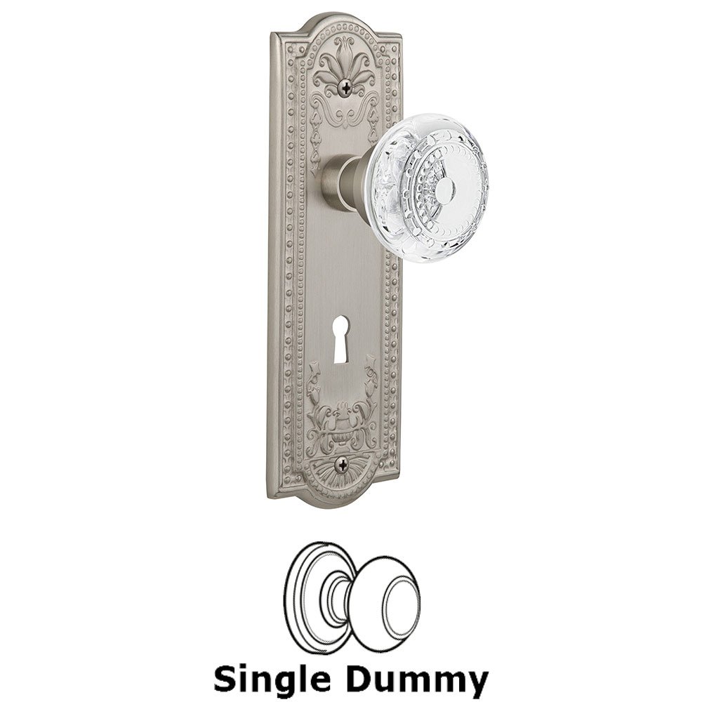 Nostalgic Warehouse Single Dummy - Meadows Plate With Keyhole and Crystal Meadows Knob in Satin Nickel