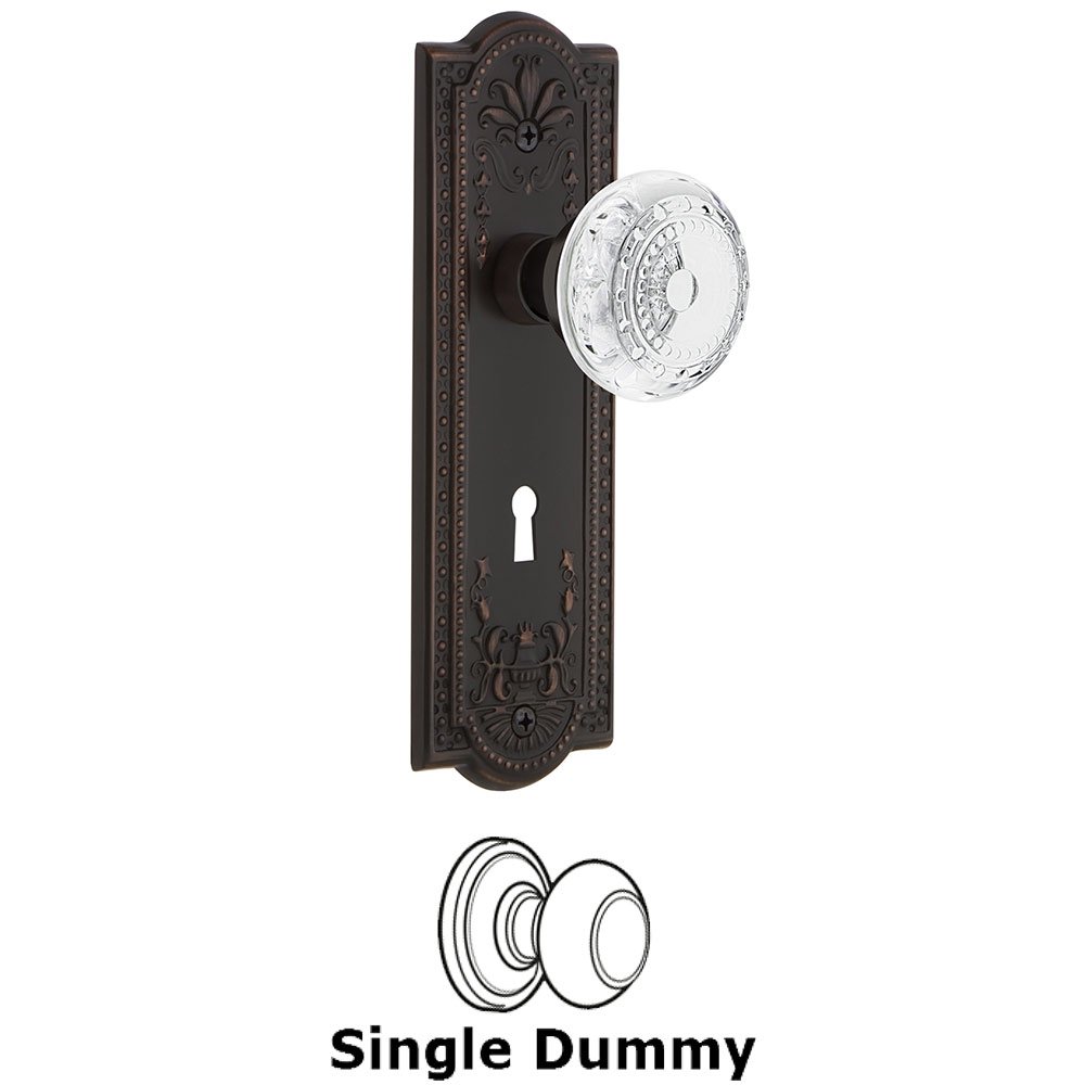 Nostalgic Warehouse Single Dummy - Meadows Plate With Keyhole and Crystal Meadows Knob in Timeless Bronze