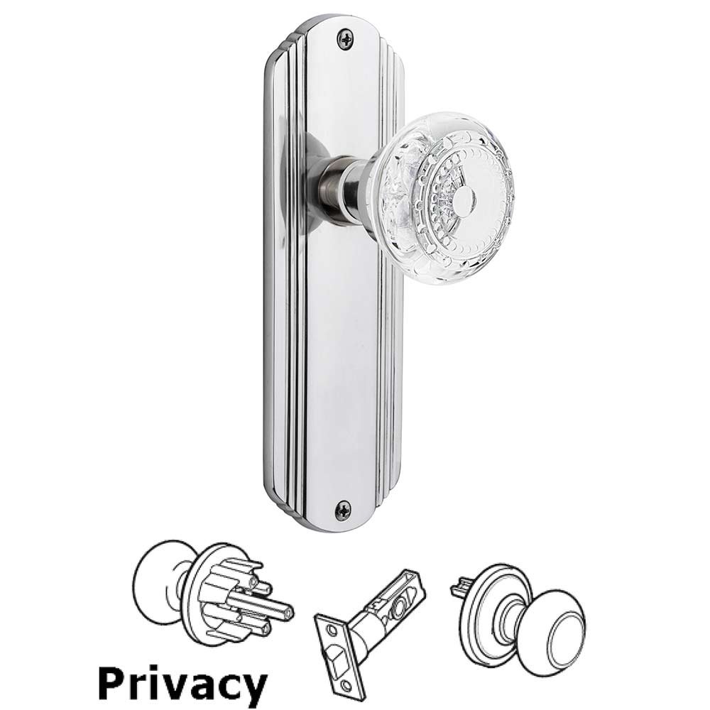 Nostalgic Warehouse Privacy - Deco Plate With Crystal Meadows Knob in Bright Chrome