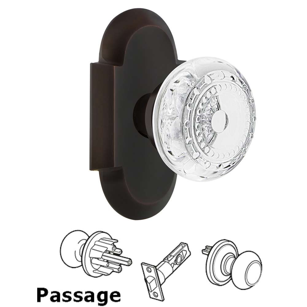 Nostalgic Warehouse Passage - Cottage Plate With Crystal Meadows Knob in Timeless Bronze