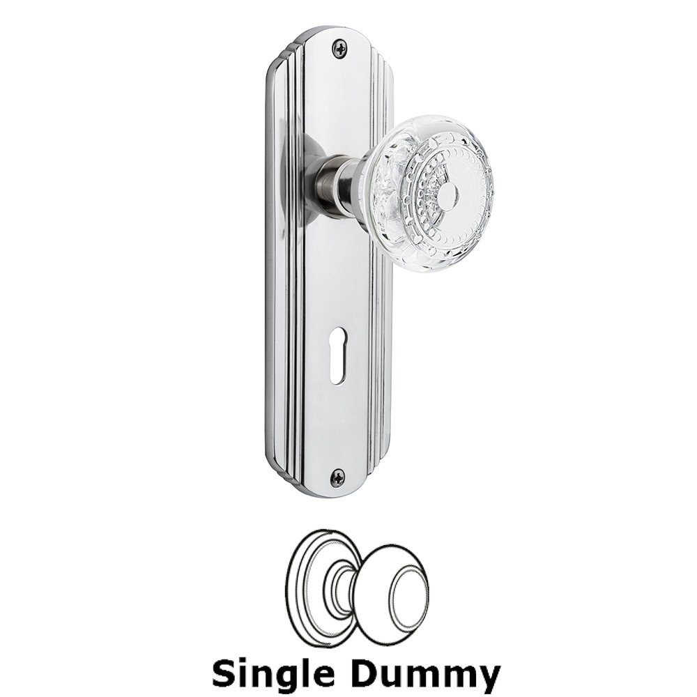 Nostalgic Warehouse Single Dummy - Deco Plate With Keyhole and Crystal Meadows Knob in Bright Chrome