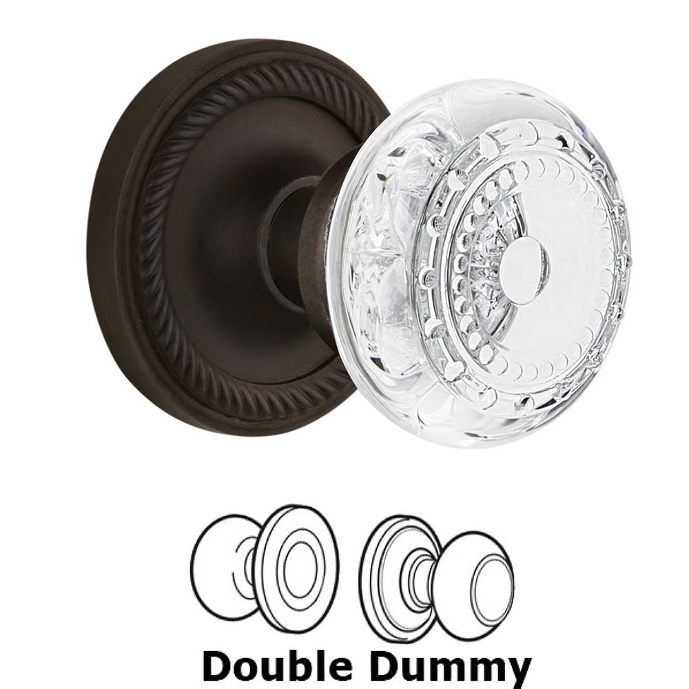 Nostalgic Warehouse Double Dummy - Rope Rosette With Crystal Meadows Knob in Oil-Rubbed Bronze