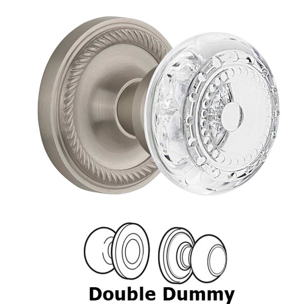 Nostalgic Warehouse Double Dummy - Rope Rosette With Crystal Meadows Knob in Satin Nickel