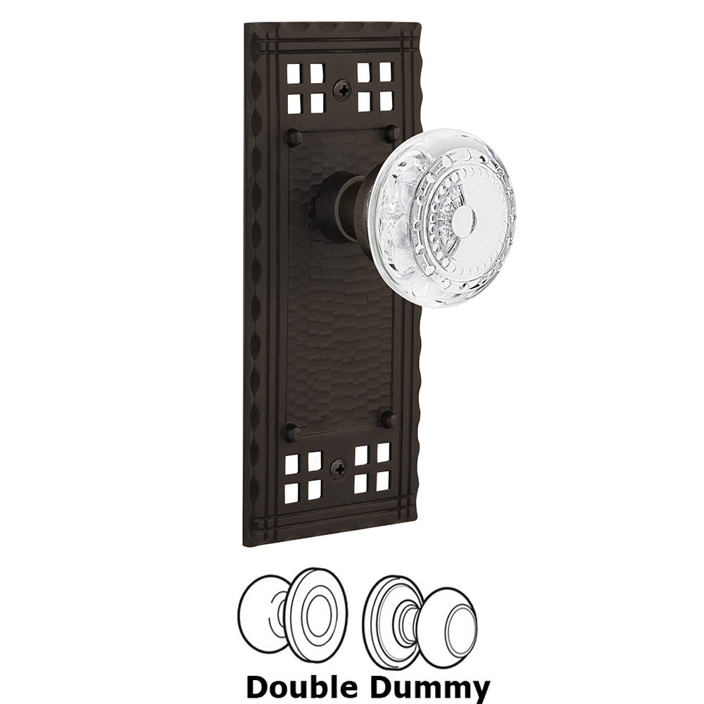 Nostalgic Warehouse Double Dummy - Craftsman Plate With Crystal Meadows Knob in Oil-Rubbed Bronze
