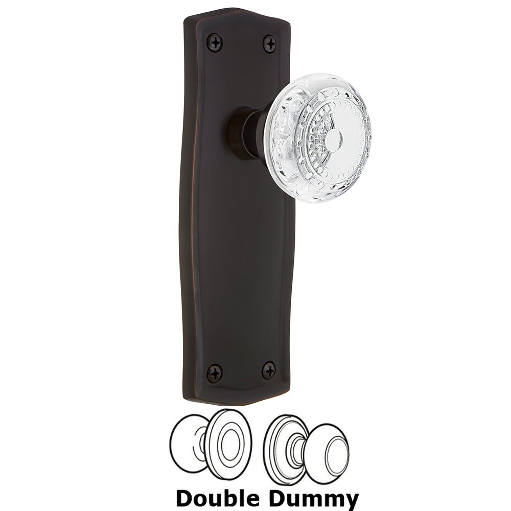Nostalgic Warehouse Double Dummy - Prairie Plate With Crystal Meadows Knob in Timeless Bronze