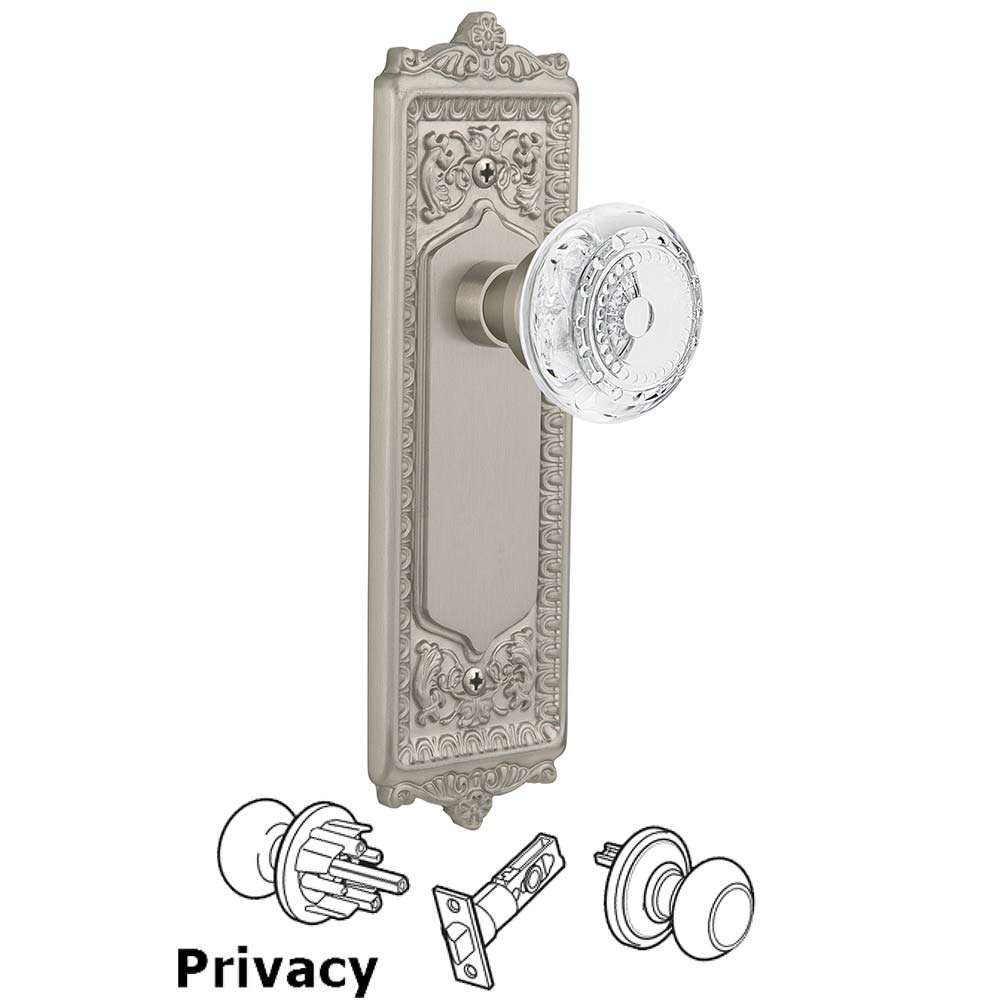 Nostalgic Warehouse Privacy - Egg & Dart Plate With Crystal Meadows Knob in Satin Nickel