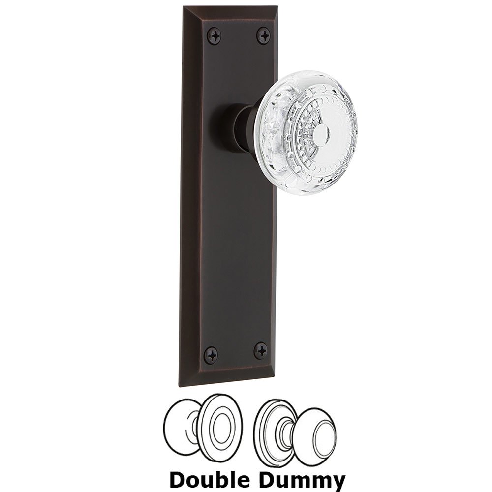 Nostalgic Warehouse Double Dummy - New York Plate With Crystal Meadows Knob in Timeless Bronze
