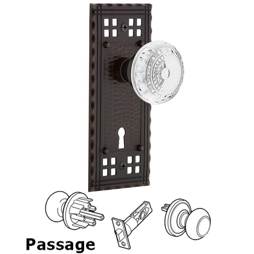 Nostalgic Warehouse Passage - Craftsman Plate With Keyhole and Crystal Meadows Knob in Timeless Bronze