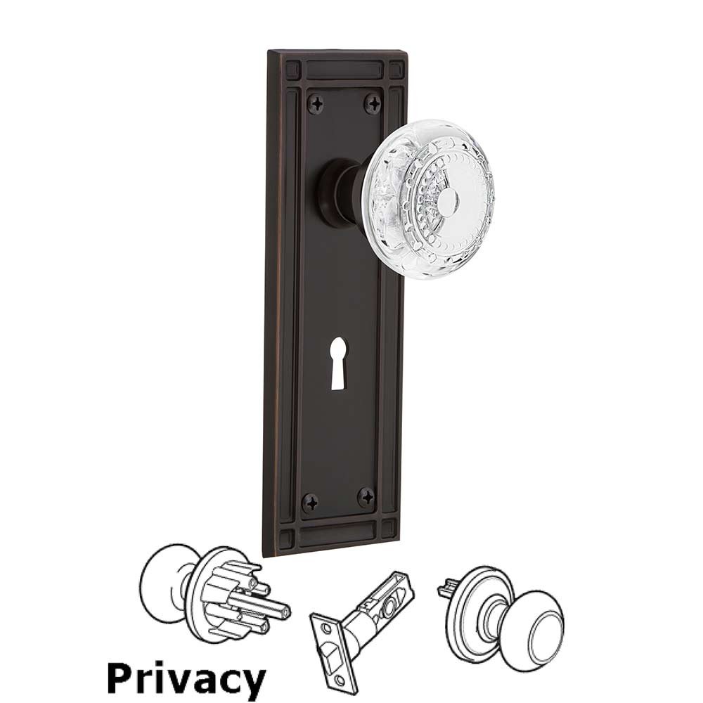 Nostalgic Warehouse Privacy - Mission Plate With Keyhole and Crystal Meadows Knob in Timeless Bronze