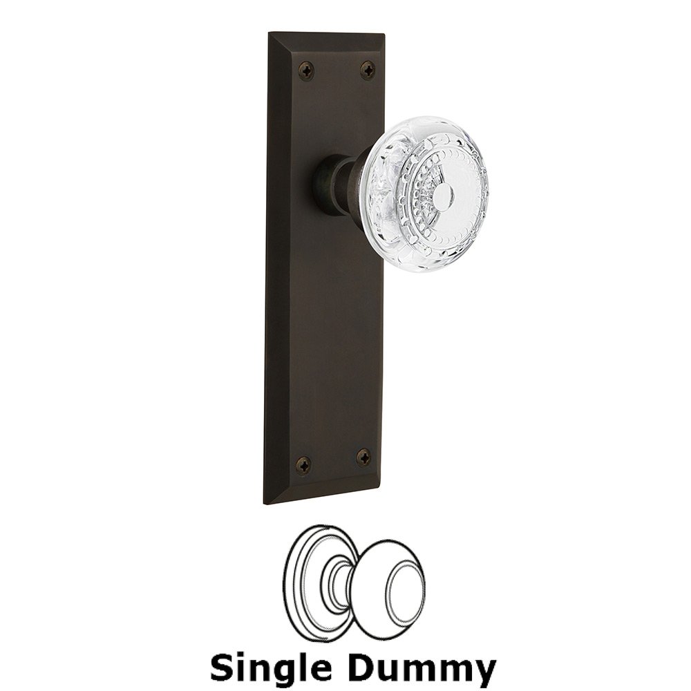 Nostalgic Warehouse Single Dummy - New York Plate With Crystal Meadows Knob in Oil-Rubbed Bronze