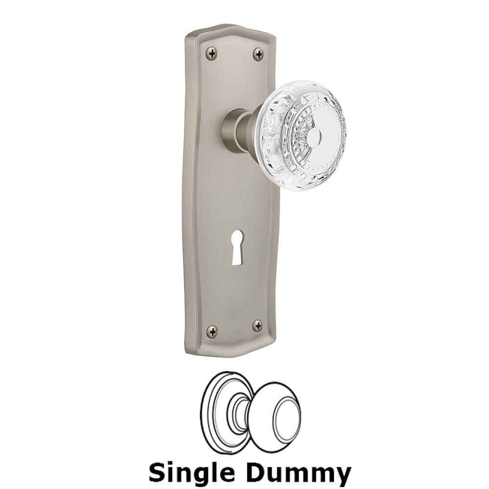 Nostalgic Warehouse Single Dummy - Prairie Plate With Keyhole and Crystal Meadows Knob in Satin Nickel