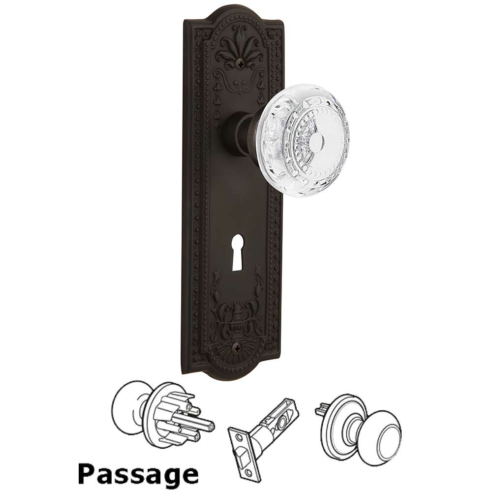 Nostalgic Warehouse Passage - Meadows Plate With Keyhole and Crystal Meadows Knob in Oil-Rubbed Bronze