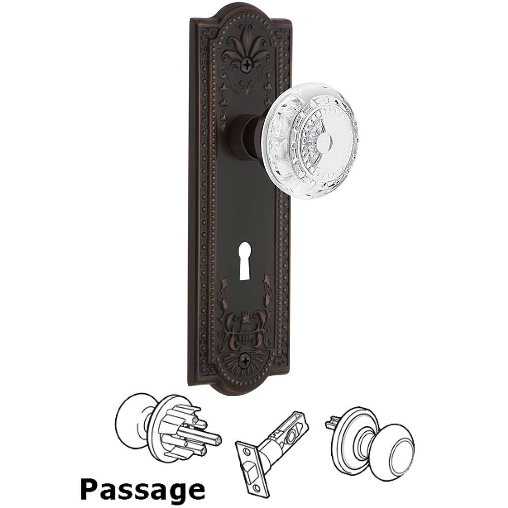 Nostalgic Warehouse Passage - Meadows Plate With Keyhole and Crystal Meadows Knob in Timeless Bronze