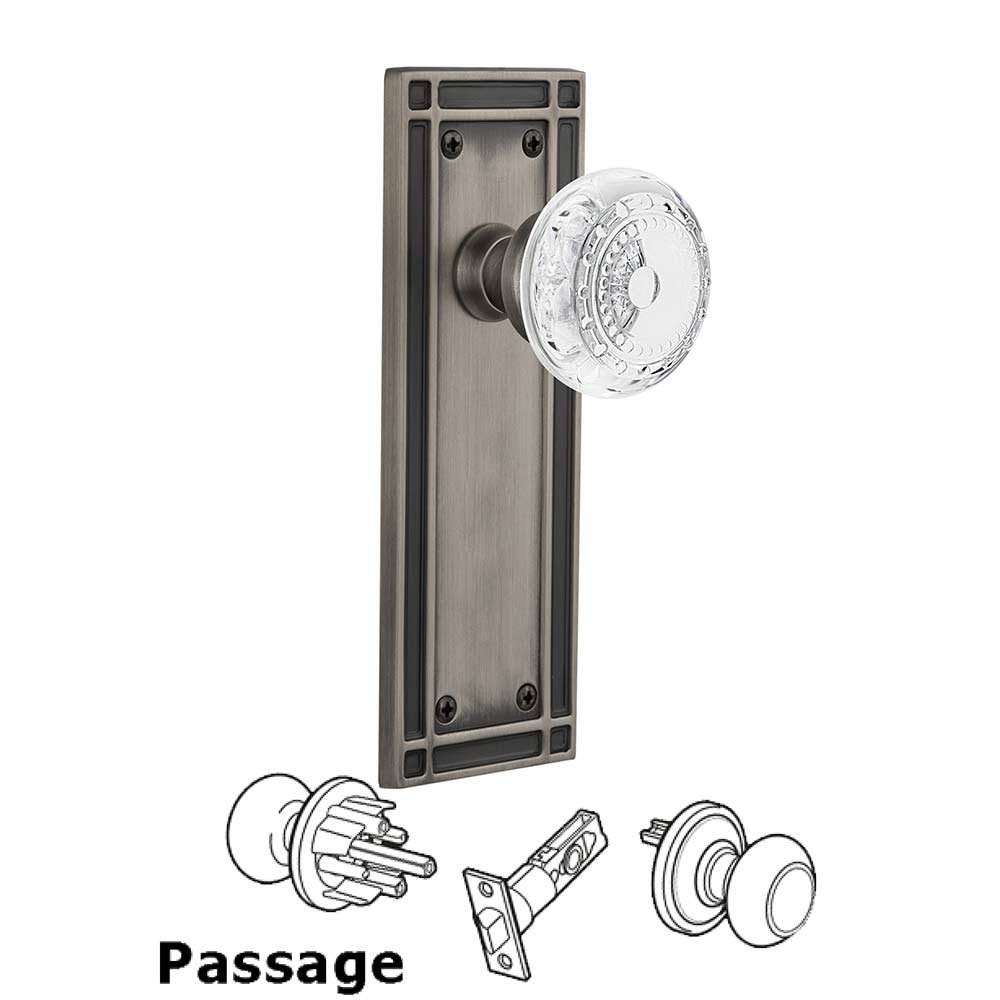 Nostalgic Warehouse Passage - Mission Plate With Crystal Meadows Knob in Antique Pewter