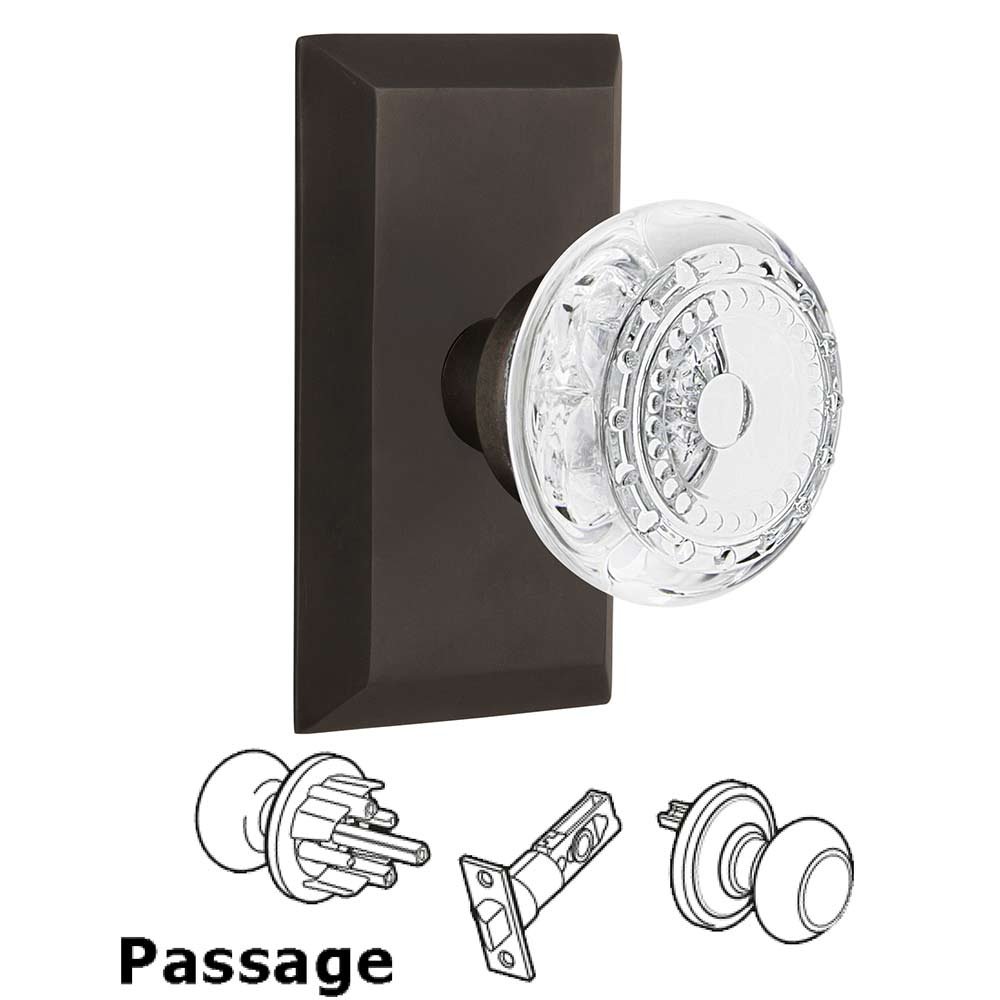 Nostalgic Warehouse Passage - Studio Plate With Crystal Meadows Knob in Oil-Rubbed Bronze