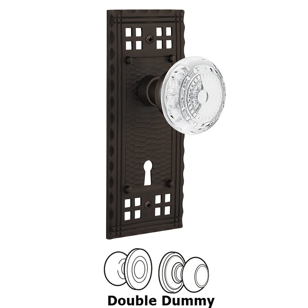 Nostalgic Warehouse Double Dummy - Craftsman Plate With Keyhole and Crystal Meadows Knob in Oil-Rubbed Bronze