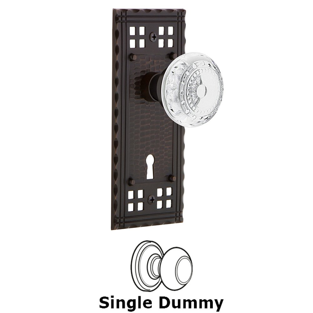 Nostalgic Warehouse Single Dummy - Craftsman Plate With Keyhole and Crystal Meadows Knob in Timeless Bronze