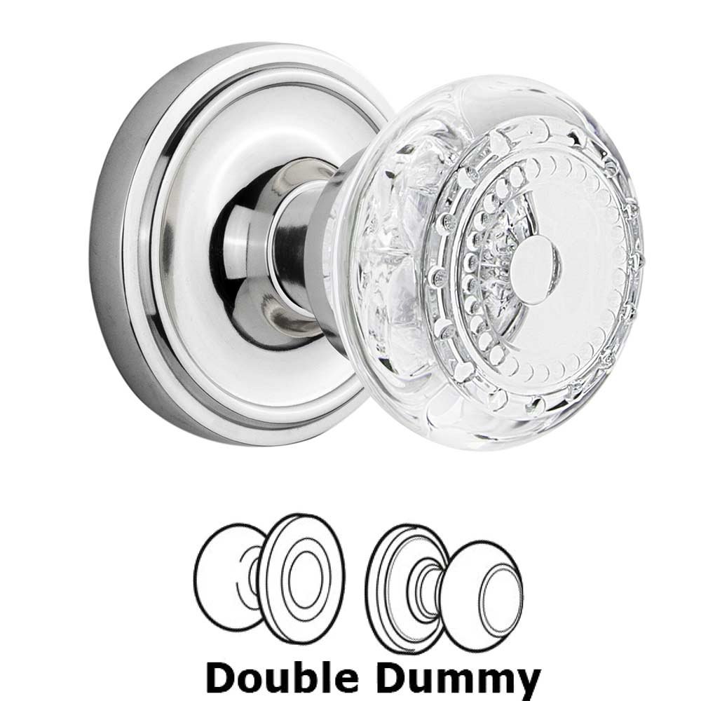 Nostalgic Warehouse Double Dummy Classic Rosette With Crystal Meadows Knob in Bright Chrome