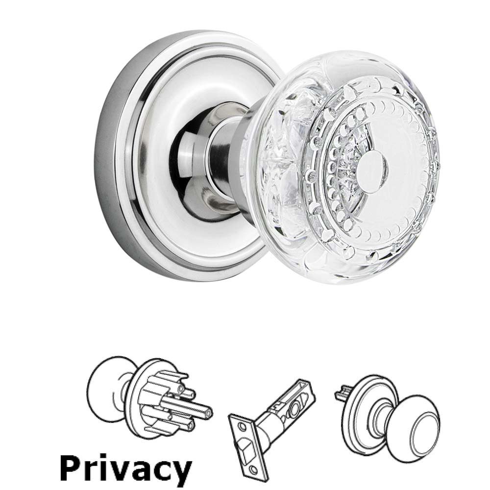 Nostalgic Warehouse Privacy - Classic Rosette With Crystal Meadows Knob in Bright Chrome