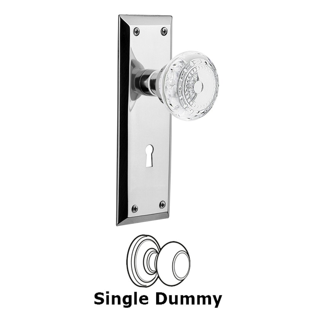 Nostalgic Warehouse Single Dummy - New York Plate With Keyhole and Crystal Meadows Knob in Bright Chrome