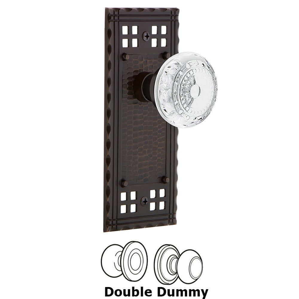 Nostalgic Warehouse Double Dummy - Craftsman Plate With Crystal Meadows Knob in Timeless Bronze