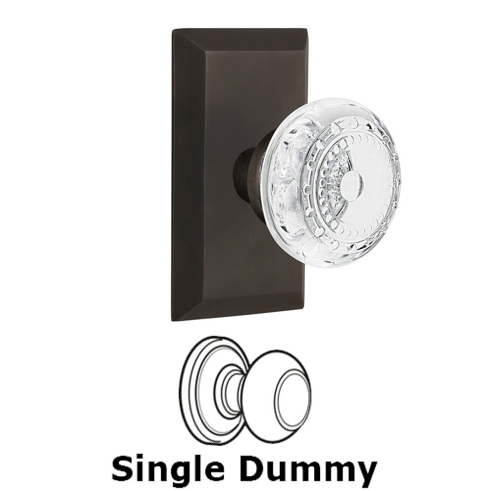 Nostalgic Warehouse Single Dummy - Studio Plate With Crystal Meadows Knob in Oil-Rubbed Bronze