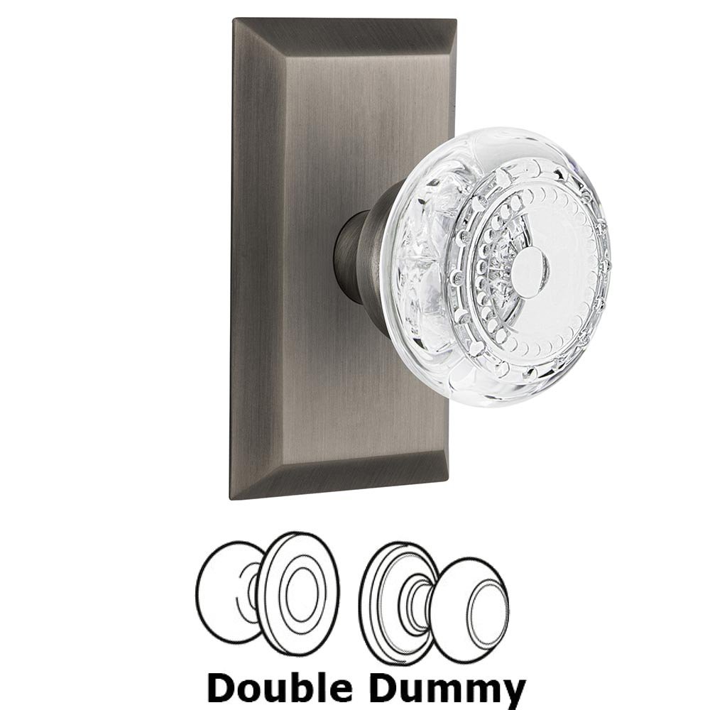 Nostalgic Warehouse Double Dummy - Studio Plate With Crystal Meadows Knob in Antique Pewter