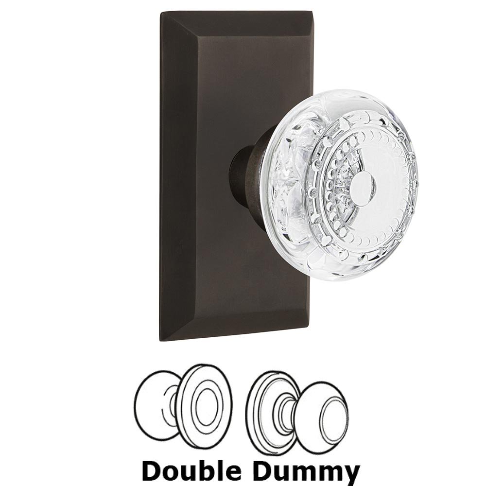 Nostalgic Warehouse Double Dummy - Studio Plate With Crystal Meadows Knob in Oil-Rubbed Bronze