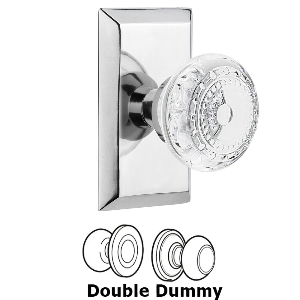 Nostalgic Warehouse Double Dummy - Studio Plate With Crystal Meadows Knob in Bright Chrome