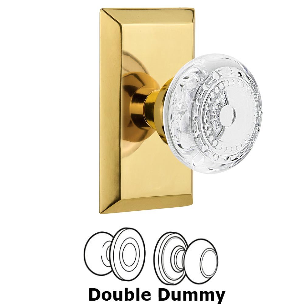 Nostalgic Warehouse Double Dummy - Studio Plate With Crystal Meadows Knob in Polished Brass