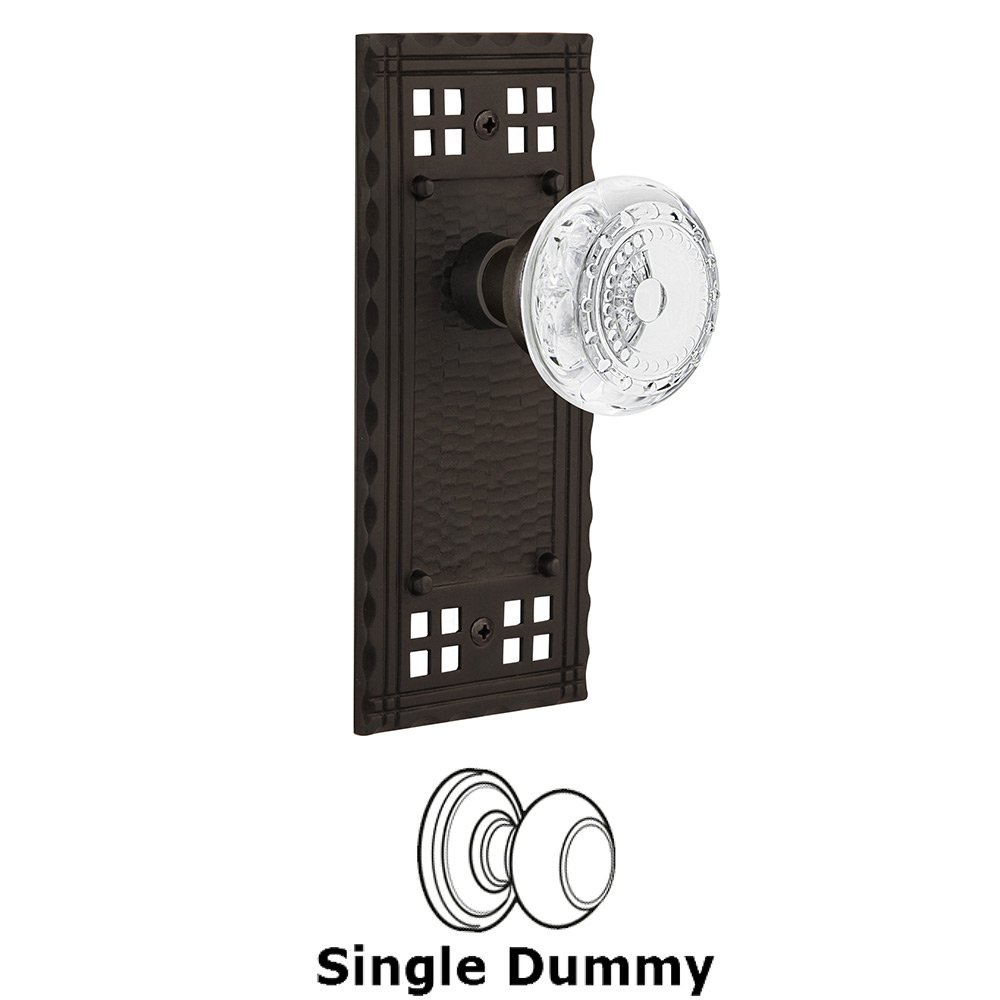 Nostalgic Warehouse Single Dummy - Craftsman Plate With Crystal Meadows Knob in Oil-Rubbed Bronze