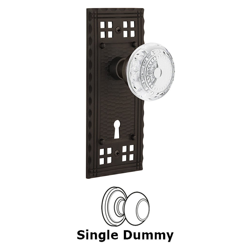 Nostalgic Warehouse Single Dummy - Craftsman Plate With Keyhole and Crystal Meadows Knob in Oil-Rubbed Bronze