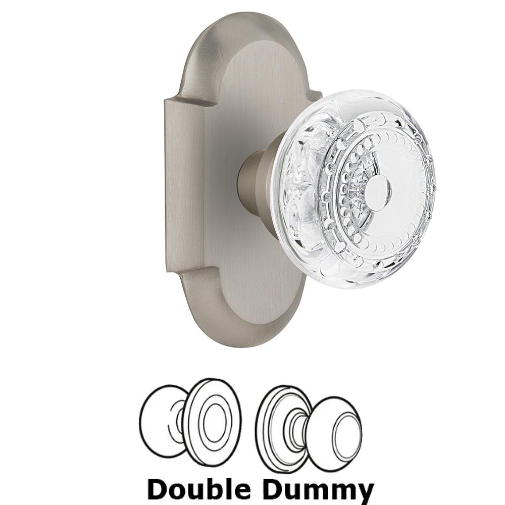 Nostalgic Warehouse Double Dummy - Cottage Plate With Crystal Meadows Knob in Satin Nickel