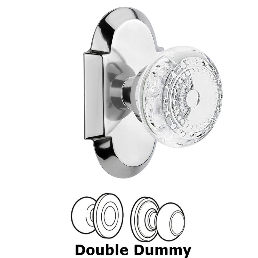 Nostalgic Warehouse Double Dummy - Cottage Plate With Crystal Meadows Knob in Bright Chrome