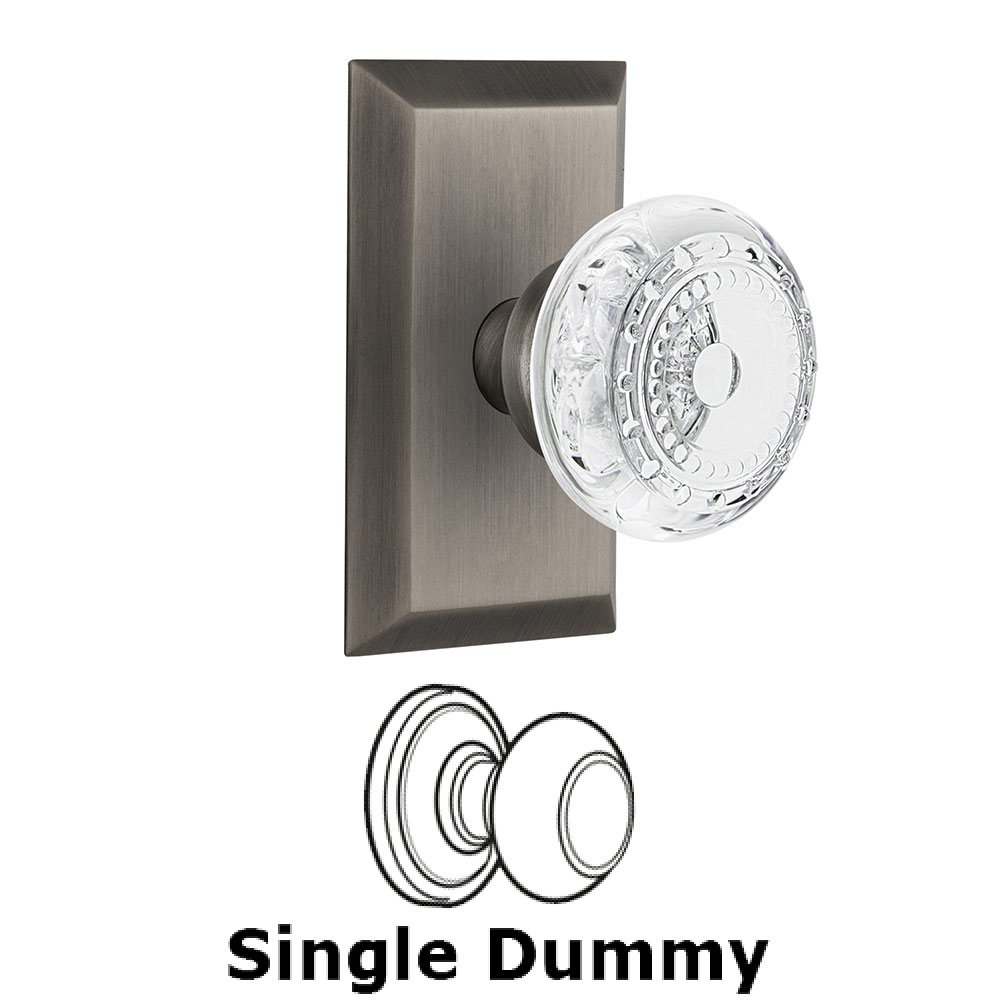 Nostalgic Warehouse Single Dummy - Studio Plate With Crystal Meadows Knob in Antique Pewter