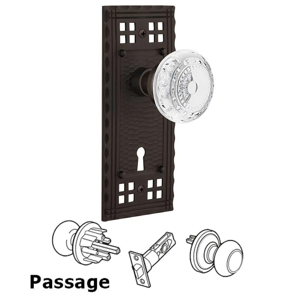 Nostalgic Warehouse Passage - Craftsman Plate With Keyhole and Crystal Meadows Knob in Oil-Rubbed Bronze