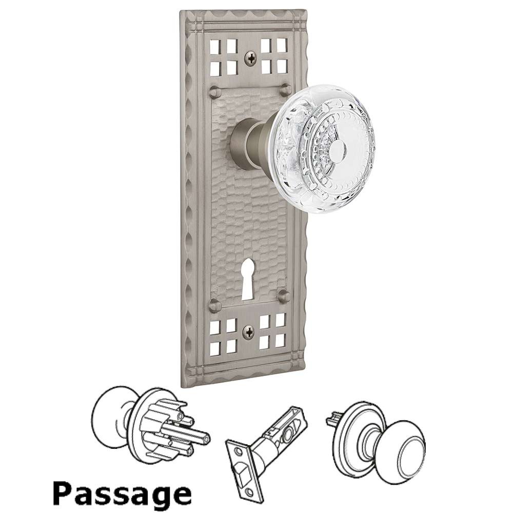 Nostalgic Warehouse Passage - Craftsman Plate With Keyhole and Crystal Meadows Knob in Satin Nickel