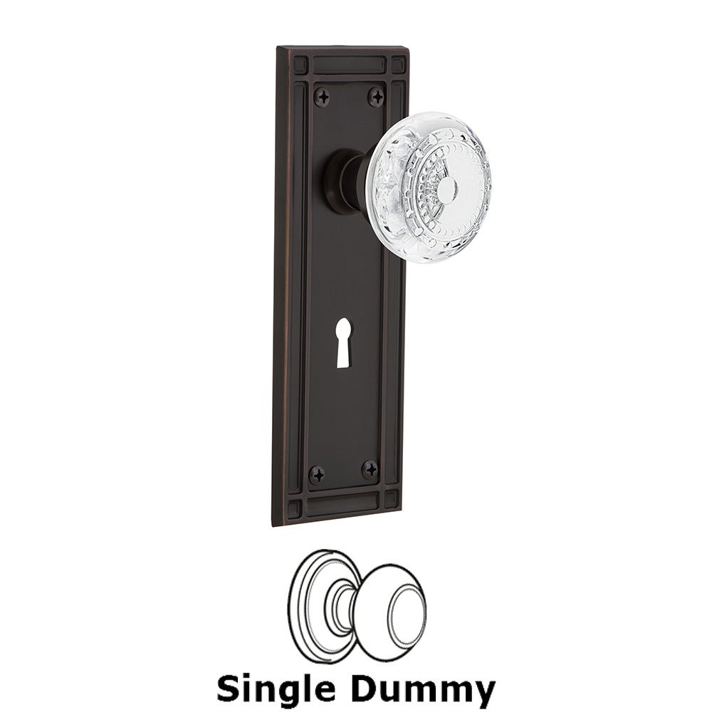 Nostalgic Warehouse Single Dummy - Mission Plate With Keyhole and Crystal Meadows Knob in Timeless Bronze