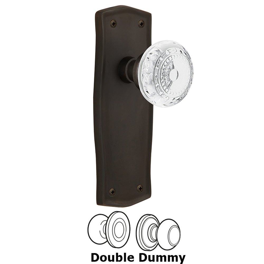 Nostalgic Warehouse Double Dummy - Prairie Plate With Crystal Meadows Knob in Oil-Rubbed Bronze