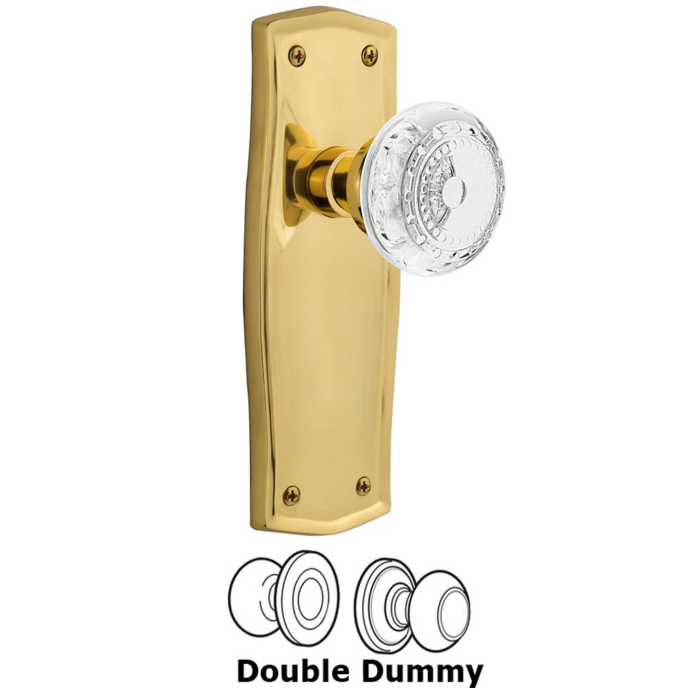 Nostalgic Warehouse Double Dummy - Prairie Plate With Crystal Meadows Knob in Polished Brass