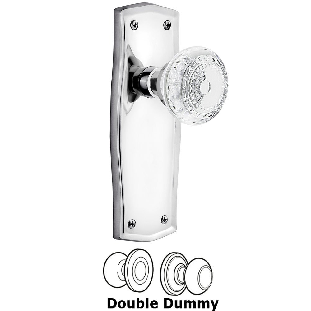 Nostalgic Warehouse Double Dummy - Prairie Plate With Crystal Meadows Knob in Bright Chrome