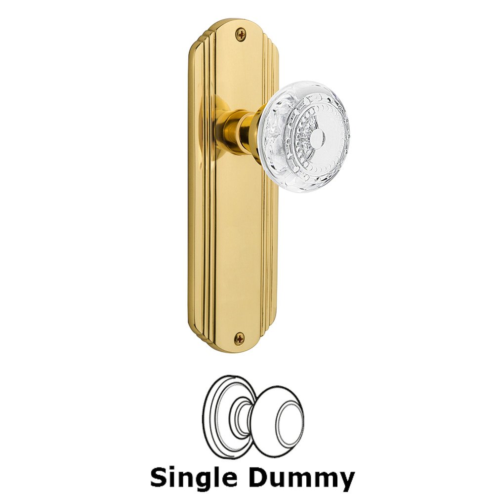 Nostalgic Warehouse Single Dummy - Deco Plate With Crystal Meadows Knob in Polished Brass